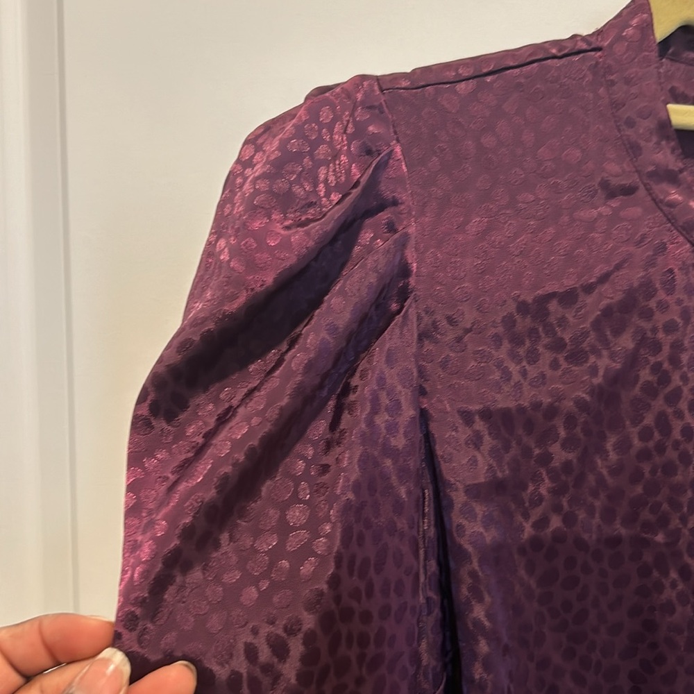 Express Statement Shoulder Blouse Plum Purple - image 2